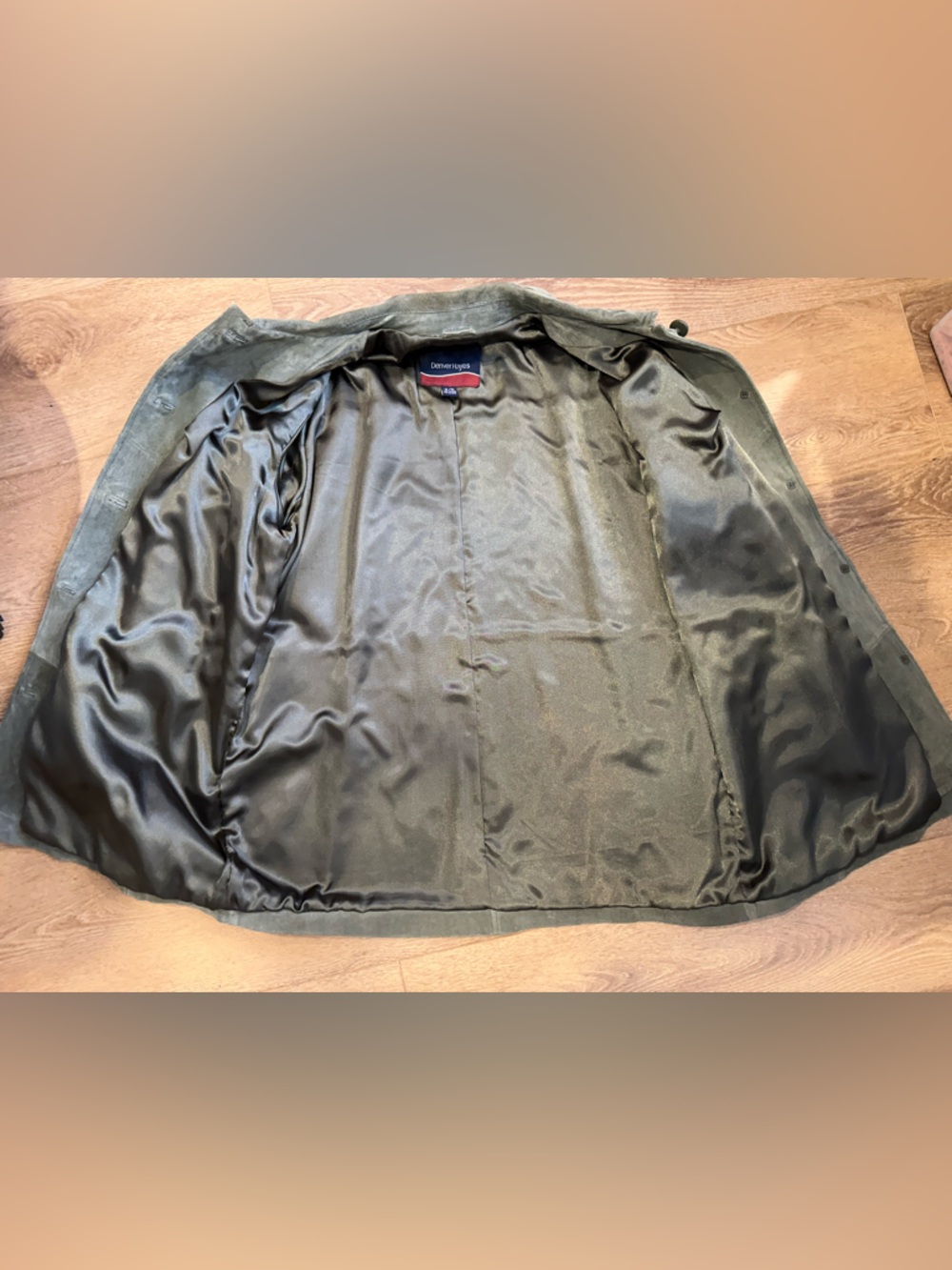 Denver Hayes Olive Green Suede Button-Front Jacket - Picture 12 of 13